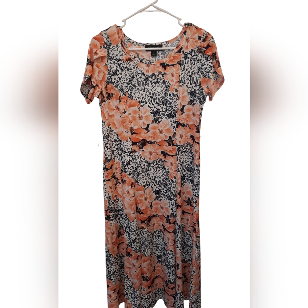 NWT! Perceptions Dress Womans Small Pink Blue Floral Formal Party Travel Classic